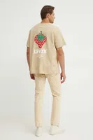 Bavlněné tričko Levi's šedá barva, s aplikací