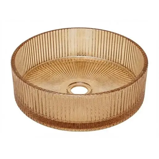 Umývadlo na dosku SAT Purity 36x36 cm jantarová bez otvoru pre batériu, bez prepadu SATGLA3636PA