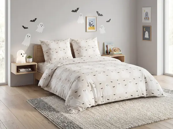 Dětské bavlněné povlečení GHOSTIE béžové Rozměr povlečení: 80 x 80 cm | 135 x 200 cm
