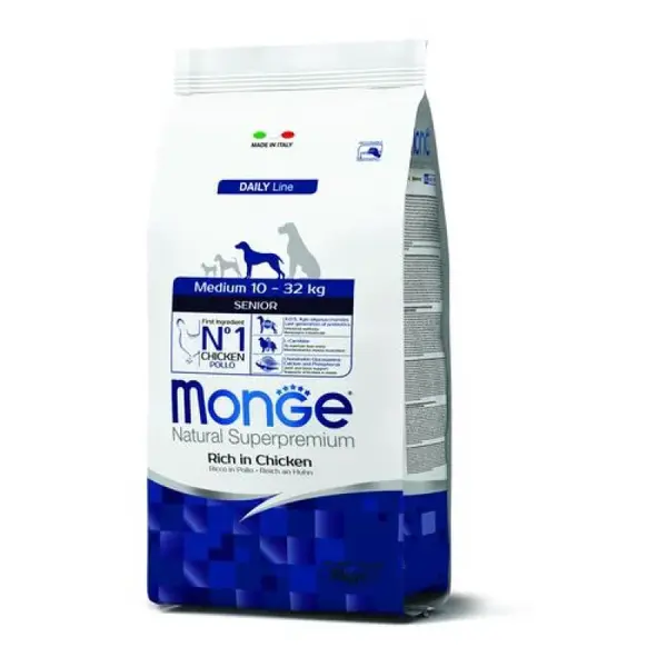 MONGE Natural Superpremium Medium Senior 3kg krmivo s kuracím mäsom pre psov seniorov stredných plemien