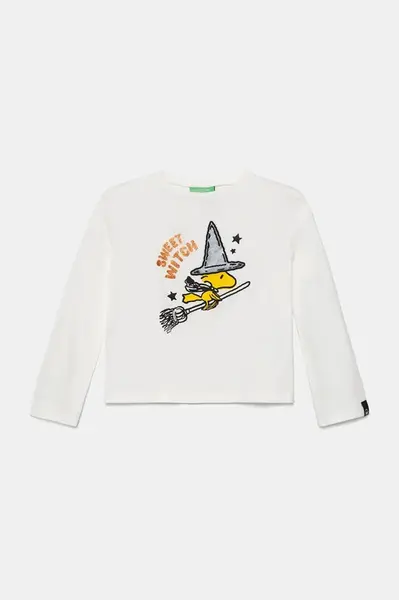 Dětské bavlněné tričko s dlouhým rukávem United Colors of Benetton