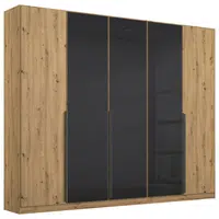 Rauch Möbel ŠATNÍ SKŘÍŇ S OTOČNÝMI DVEŘMI, antracitová, dub artisan, 225/210/54 cm