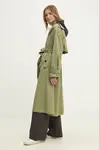 Trench kabát Answear.LAB dámský, zelená barva, přechodný