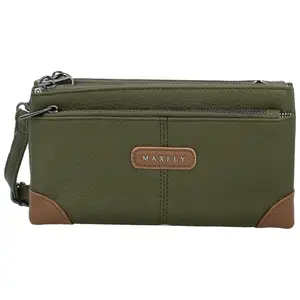 Stylová dámská koženková crossbody kabelka MaxFly Gimalli, tmavě zelená
