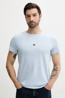 Bavlněné tričko Tommy Hilfiger pánské, modrá barva, s aplikací, MW0MW11797