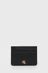 Kožené pouzdro na karty Lauren Ralph Lauren černá barva, 432876732001