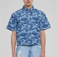 Men's shirt with print - camouflage/blue