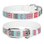 Kožený obojok so vzorom ETHNO biely, Obvod krku: 19-25 cm, širka: 9 mm