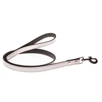 COBBYS PET Vodidlo z pravej kože biele s vysokým leskom podšité čiernou kožou 20mm/120cm