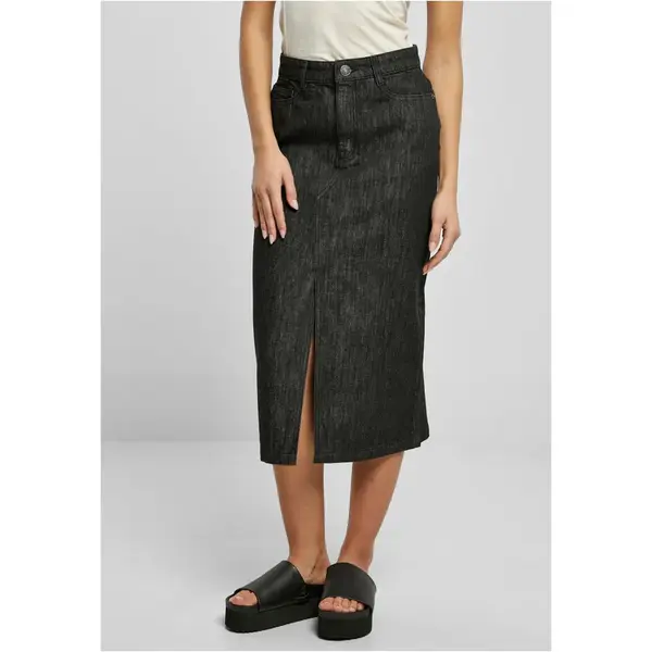 Women's midi denim skirt black washed