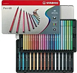 Sada fixů Stabilo Pen 68 – 40ks v plechu