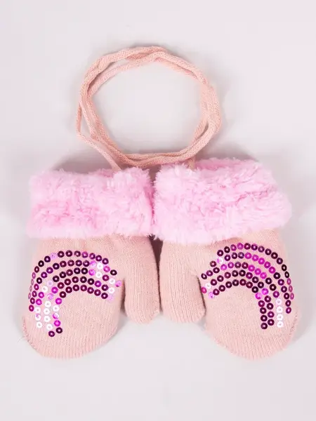 Dětské dívčí rukavice s jedním prstem, dvouvrstvé, červené RED-0111G-AA10-002