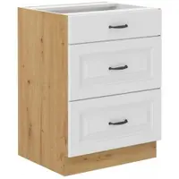 Spodní skříňka Stilo 60 D 3S BB - Premium Box Barva korpusu: Dub artisan, Barva dvířek: Bílá