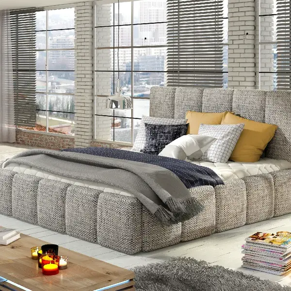 Postel Edvige - dřevěný rám + plynový zdvih + úložný prostor Rozměr: 180 x 200 cm, látka: Berlin  01