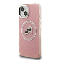 Zadní kryt Karl Lagerfeld IML K&CH Heads Repeated Logo MagSafe pro Apple iPhone 15, růžová