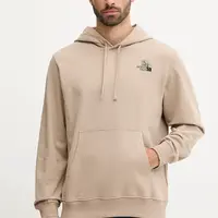 Bavlněná mikina The North Face Flowe Dome pánská, hnědá barva, s kapucí, s potiskem, NF0A8EGZBOX1