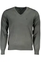 Pánský zelený svetr s výstřihem do V