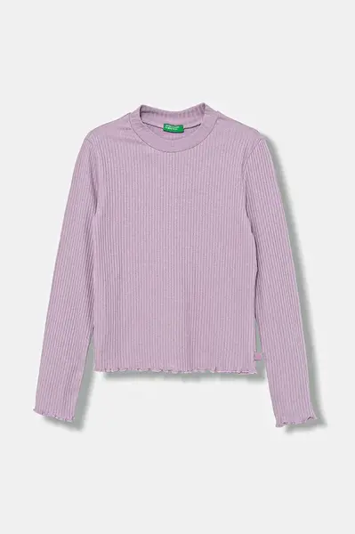 Dětské tričko s dlouhým rukávem United Colors of Benetton fialová barva, 3F1AC203O