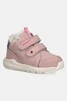 Dětské zimní boty z nubuku Garvalin růžová barva, 251350