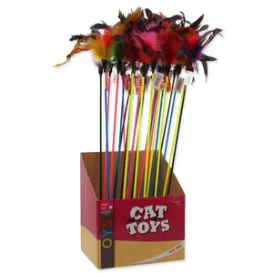 Hračka Magic Cat palička s peříčky a rolničkou 17cm+49cm 24ks