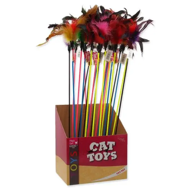Hračka Magic Cat palička s peříčky a rolničkou 17cm+49cm 24ks