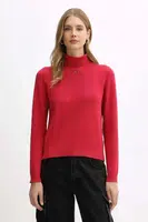 Bavlněný svetr Tommy Jeans dámský, růžová barva, s golfem, DW0DW21672
