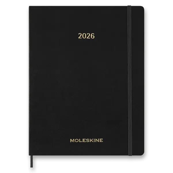 Diář Moleskine Essential 2026 - měkké desky, XXL, týdenní, vertikální, černý