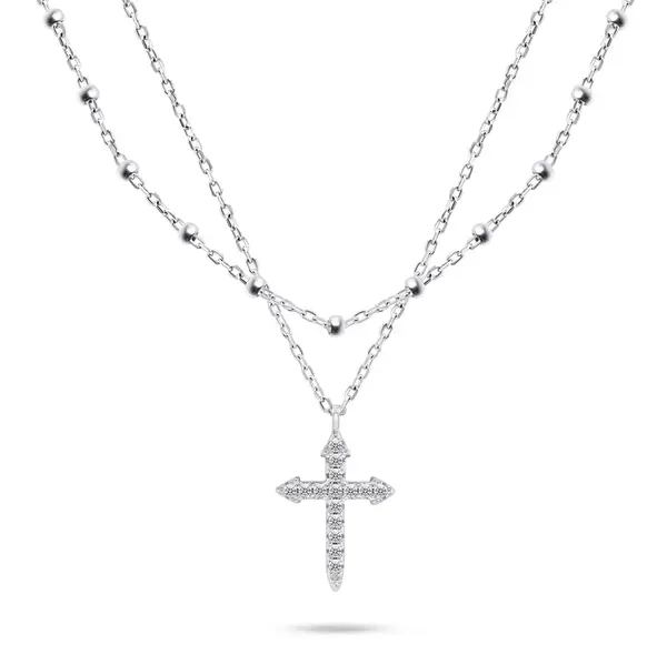 Brilio Silver Stylový dvojitý stříbrný náhrdelník NCL93W