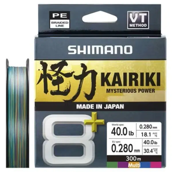 Shimano splétaná šňůra line kairiki 8+ multi color 300 m - 0,23 mm 26,3 kg