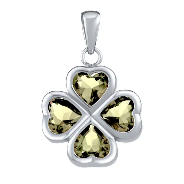 Silvego Stříbrný přívěsek čtyřlístek světle zelenými Brilliance Zirconia JJJP0085PLG