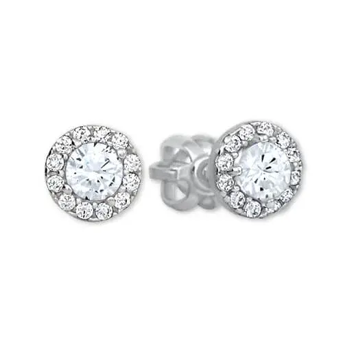 Soliter Zlaté kulaté náušnice s čirým krystalem 239 001 00806 07