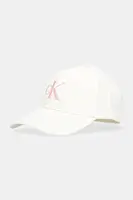 Bavlněná baseballová čepice Calvin Klein béžová barva, s aplikací, LV04K5026G