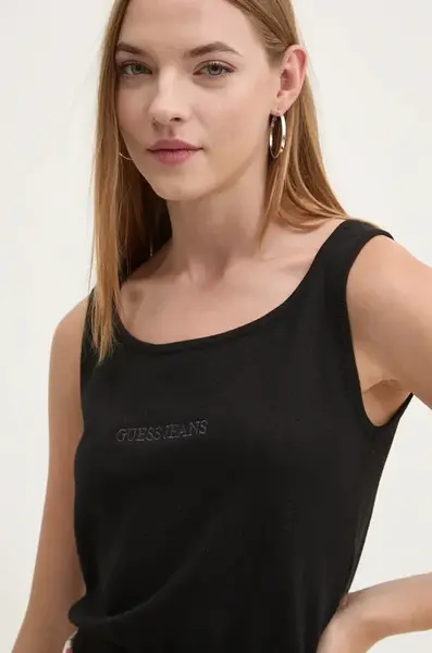 Guess Jeans Top s příměsí hedvábí Guess Jeans