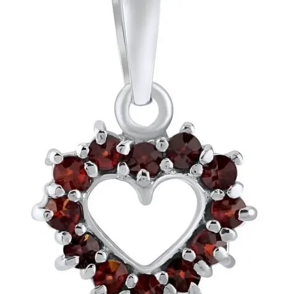 Silvego Stříbrný přívěsek Srdce pravými českými granáty SILVEGOB180041