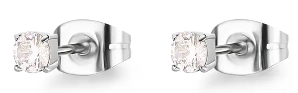 S'Agapõ Drobné ocelové náušnice pecky s čirým krystalem Dazzly SDZ45