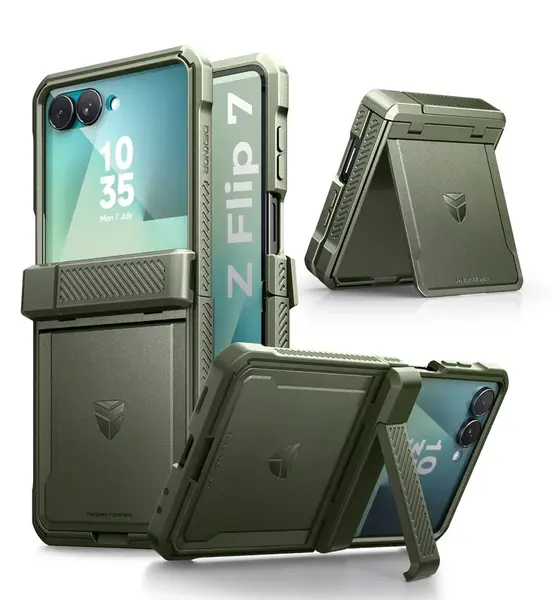 Dexnor 360 Kickstand obal Samsung Galaxy Z Flip 7, zelený