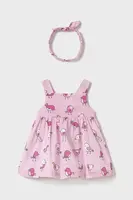 Dětské bavlněné šaty Mayoral Newborn růžová barva, mini, 1873