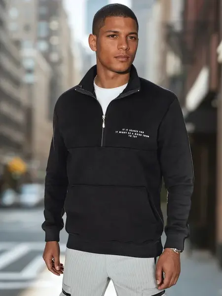 Pánska čierna mikina s potlačou