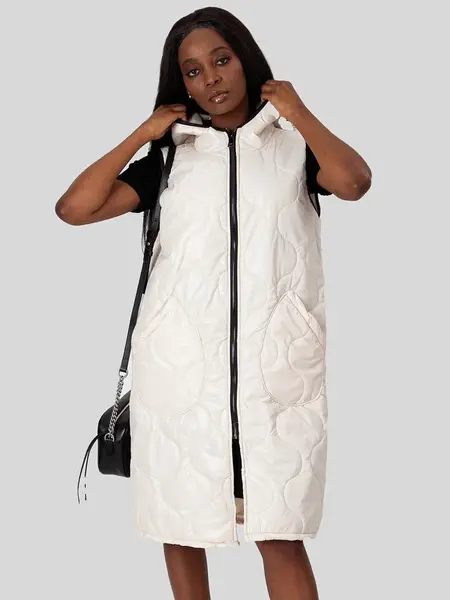 PERSO Woman's Women's long quilted vest with pockets