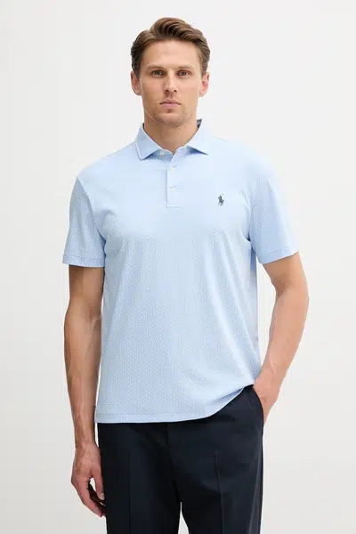 Bavlněné polo tričko Polo Ralph Lauren pánské, modrá barva, 710971062