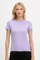 Bavlněné tričko Tommy Jeans dámské, fialová barva, DW0DW21164