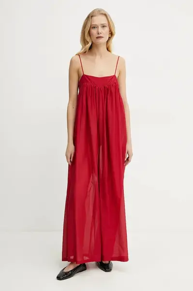 Hedvábný overal Liviana Conti červená barva, cold shoulder, L5SN61