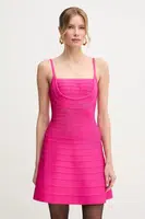 Šaty Herve Leger Milly růžová barva, mini, HLT8499590