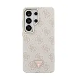 Zadní kryt Guess PU Leather 4G Strass Triangle Logo Gold Frame Magnetic pro Samsung Galaxy S26 Ultra, růžová