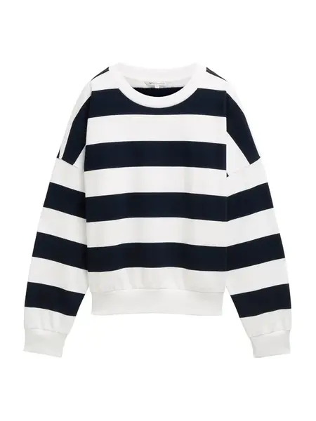 TOM TAILOR DENIM Mikina  námornícka modrá / biela