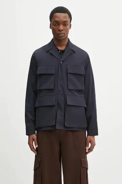 Košile Norse Projects Mads Travel Light Overshirt tmavomodrá barva, relaxed, s klasickým límcem, N50.0269.7004