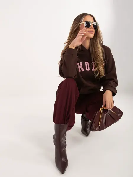 Dámska hnedá mikina s nápisom