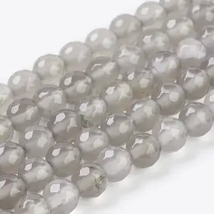 Natural Grey Agate Beads Strands