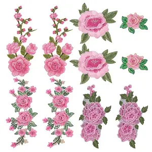 10Pcs 5 Styles Polyester Embroidery Sew on Appliques