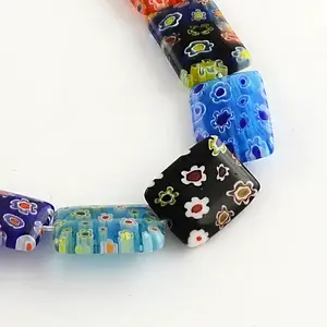 Rectangle Handmade Millefiori Glass Lampwork Beads